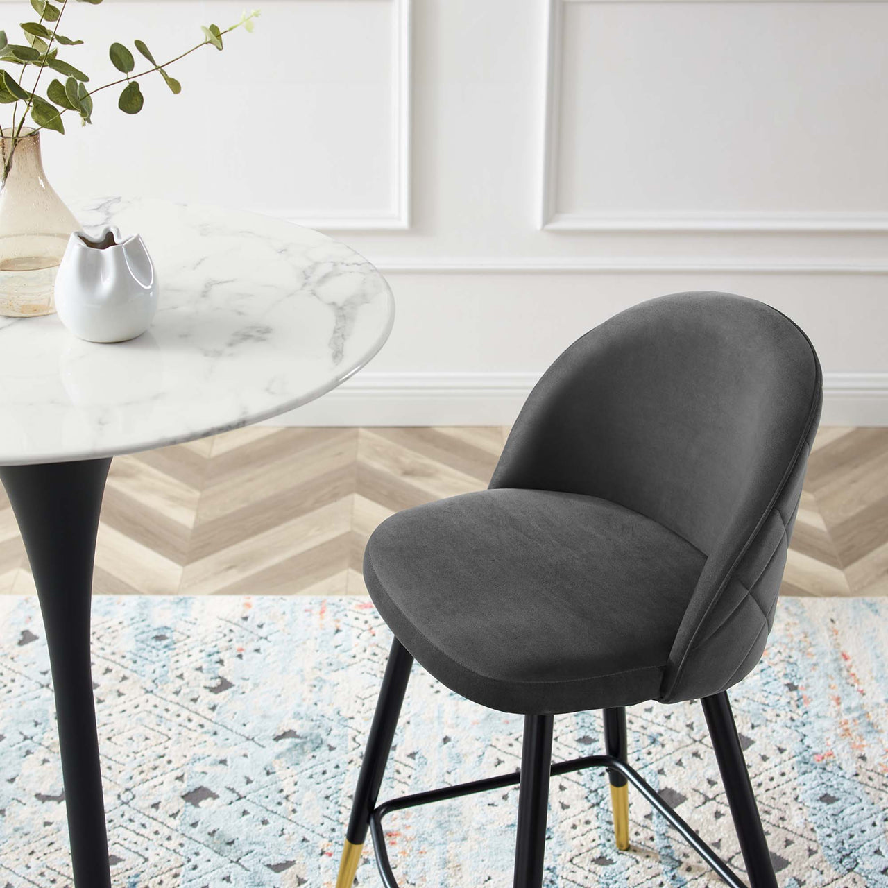 Adamantitus Upholstered Counter Stool Set of 2, Gray