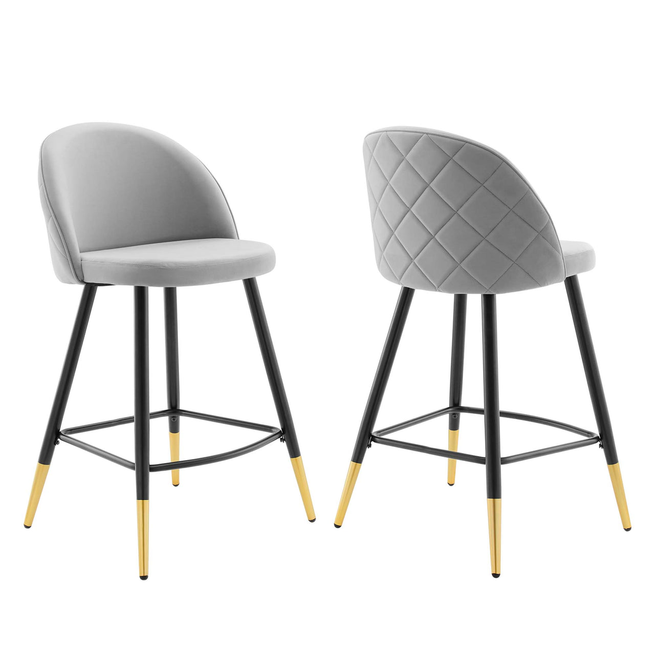 Adamantitus Upholstered Counter Stool Set of 2, Light Gray