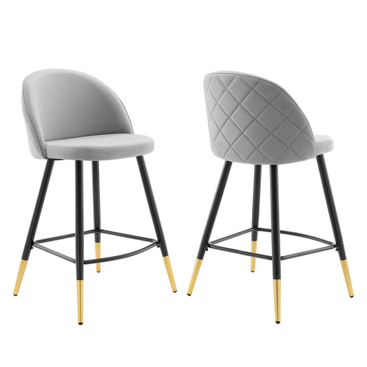 Adamantitus Upholstered Counter Stool Set of 2, Light Gray