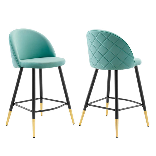 Adamantitus Upholstered Counter Stool Set of 2, Mint