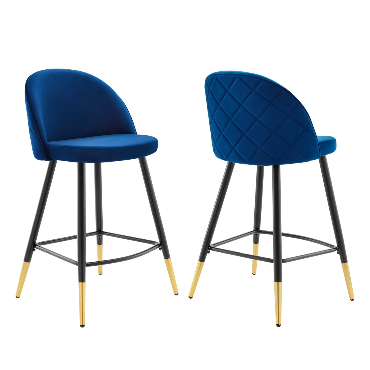Adamantitus Upholstered Counter Stool Set of 2, Navy