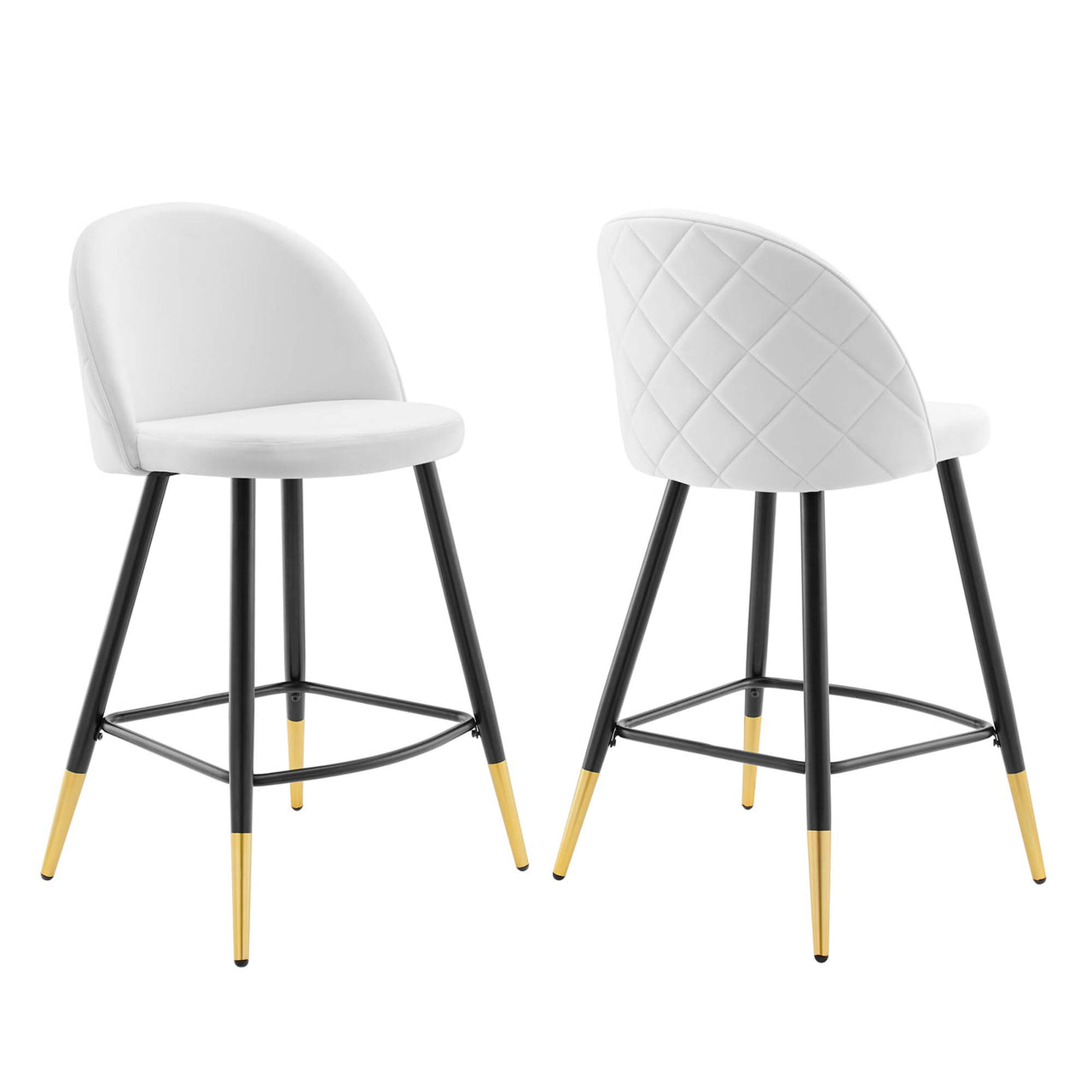 Adamantitus Upholstered Counter Stool Set of 2, White