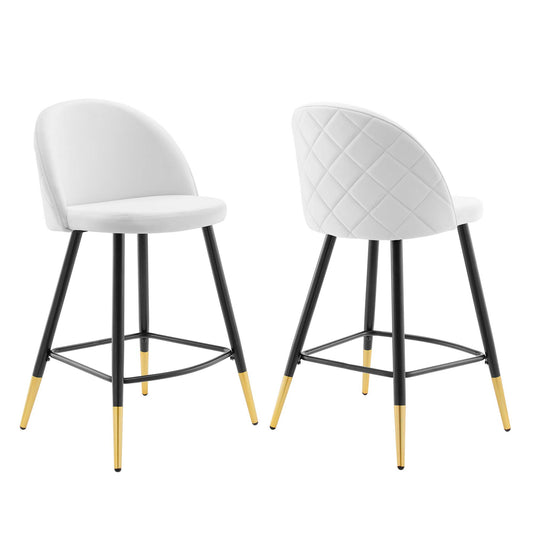 Adamantitus Upholstered Counter Stool Set of 2, White