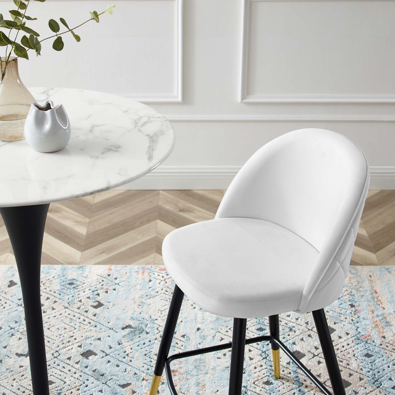 Adamantitus Upholstered Counter Stool Set of 2, White
