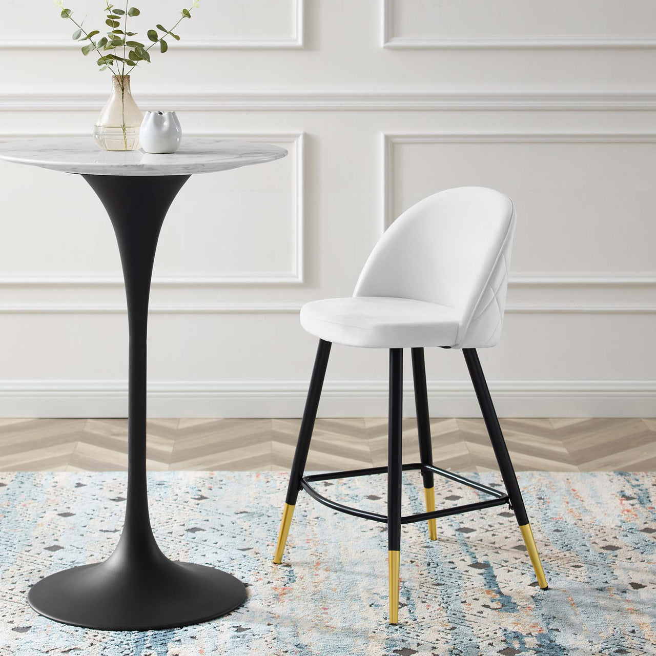 Adamantitus Upholstered Counter Stool Set of 2, White