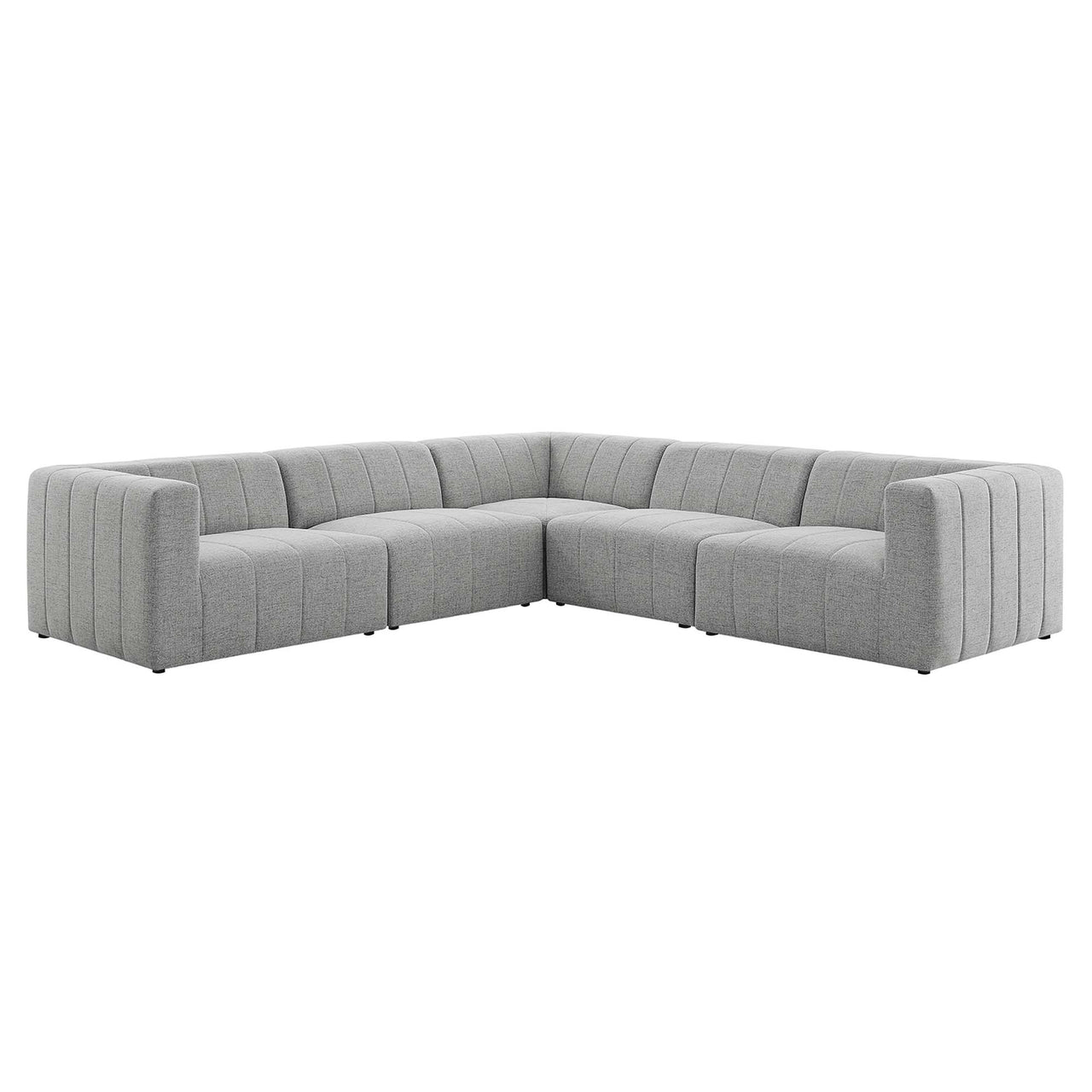 Barden 5-Piece Fabric Sectional, Light Gray