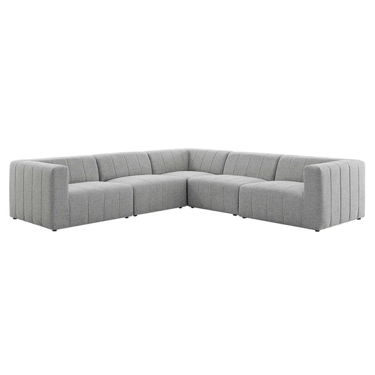 Barden 5-Piece Fabric Sectional, Light Gray