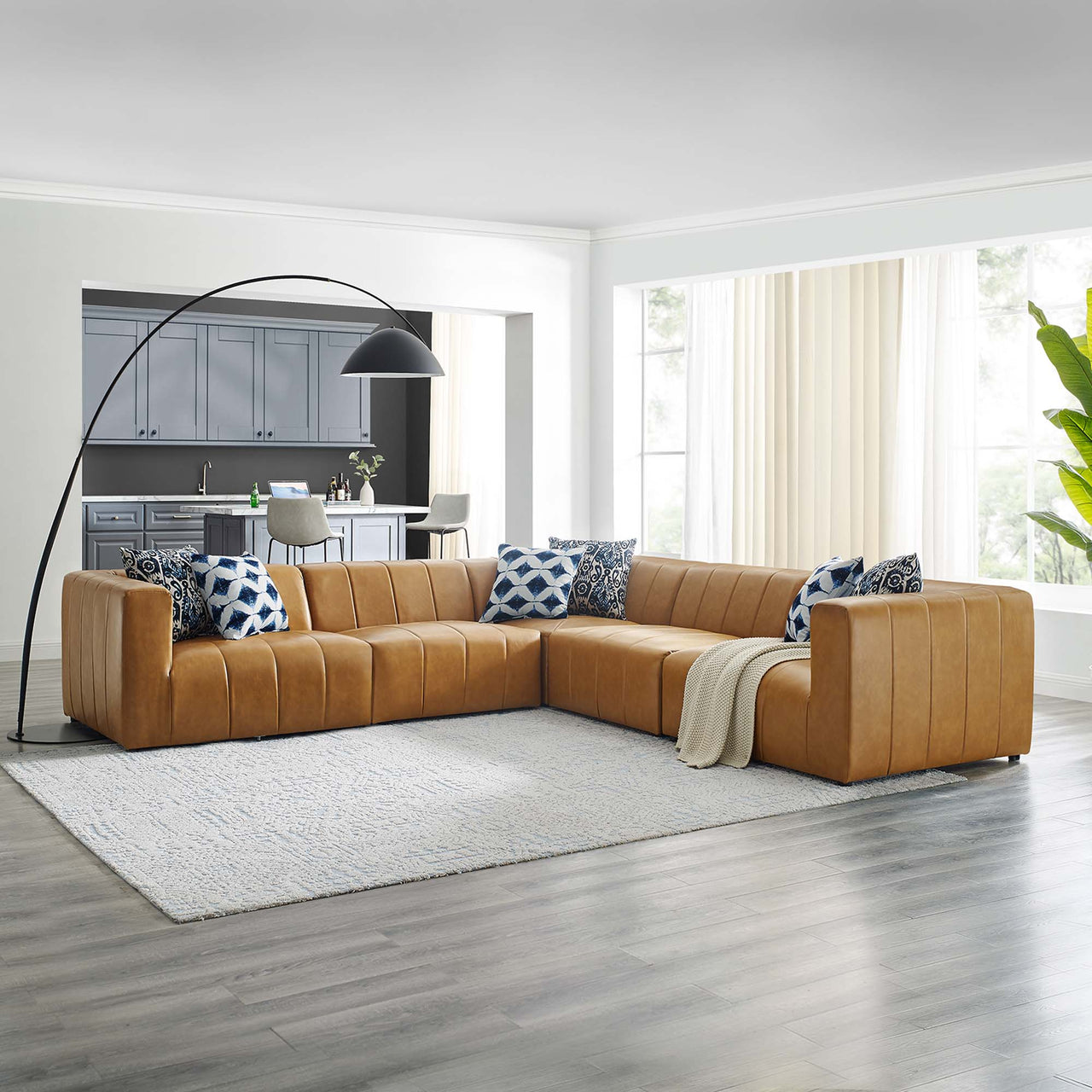 Barden 5-Piece Eco-Leather Sectional, Tan