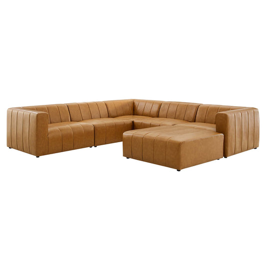 Bartlett 6-Piece Vegan Leather Sectional, Tan