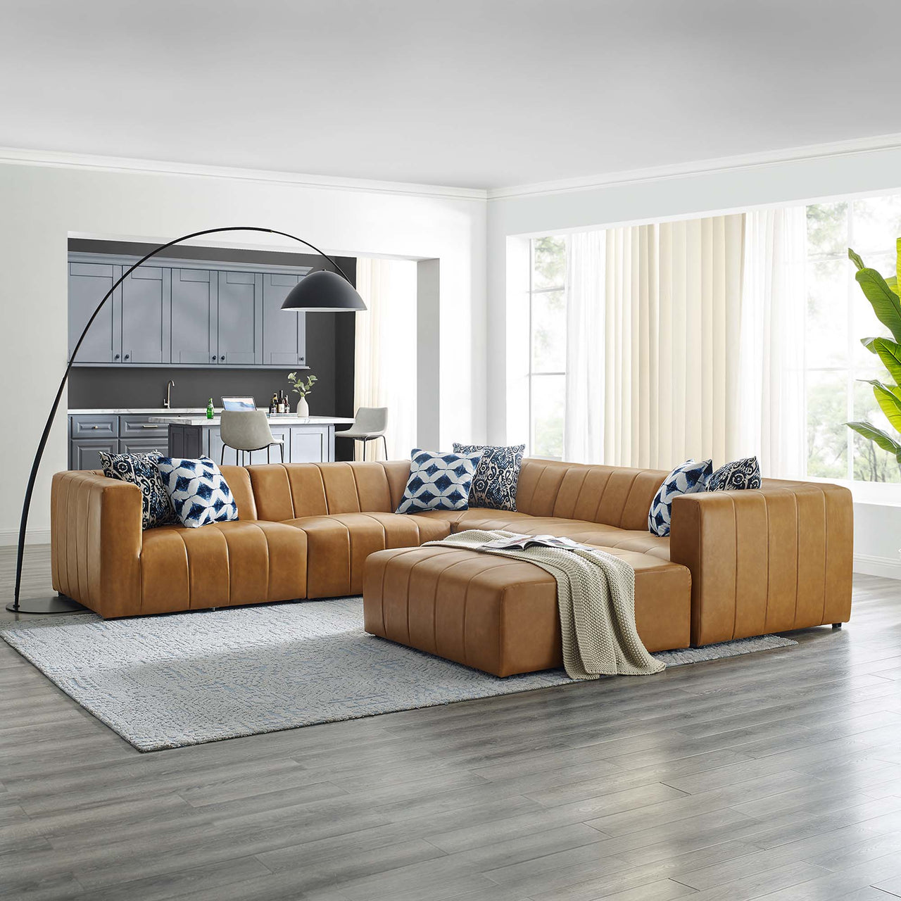 Barden 6-Piece Eco-Leather Sectional, Tan