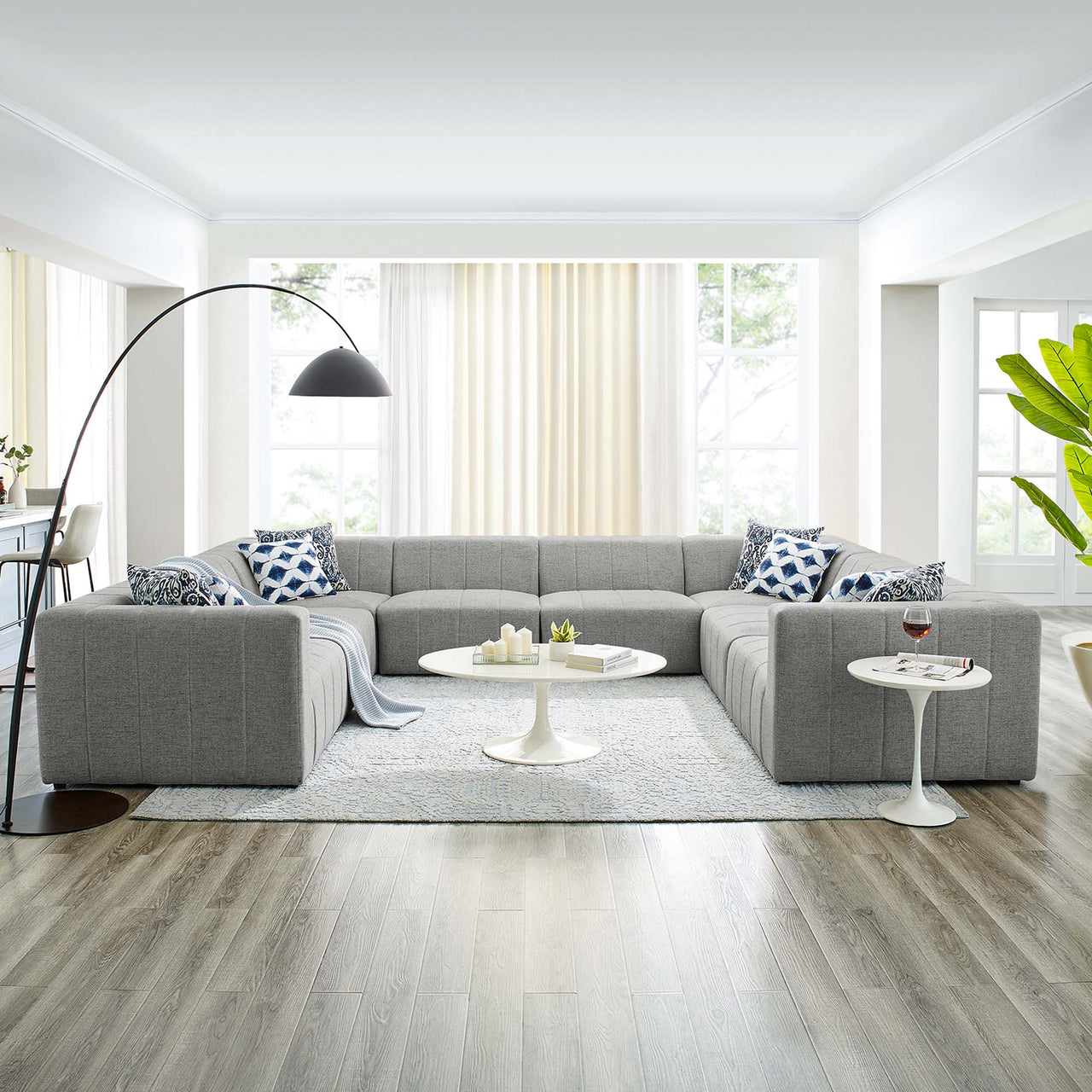 Barden 8-Piece Fabric Sectional, Light Gray
