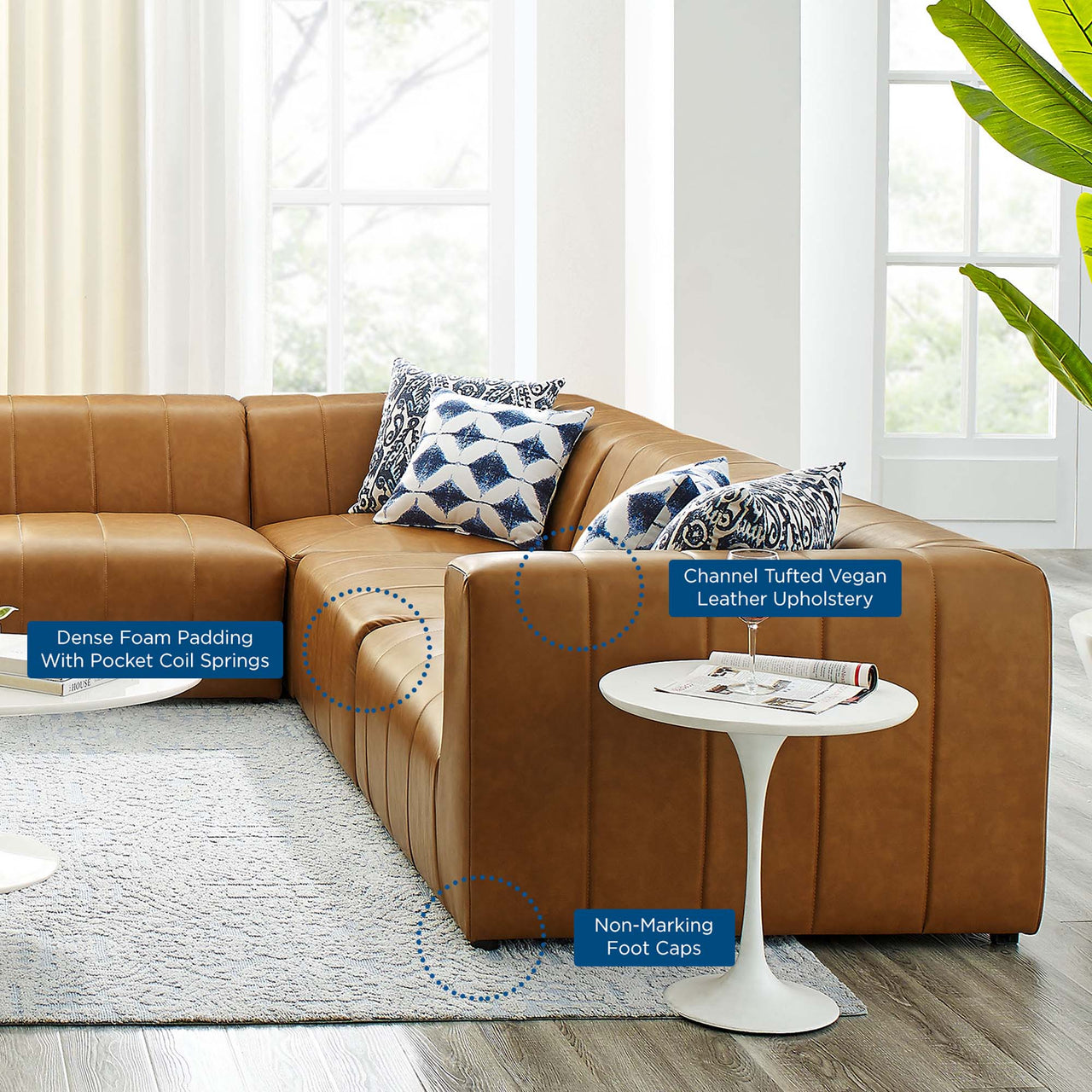 Barden 8-Piece Eco-Leather Sectional, Tan