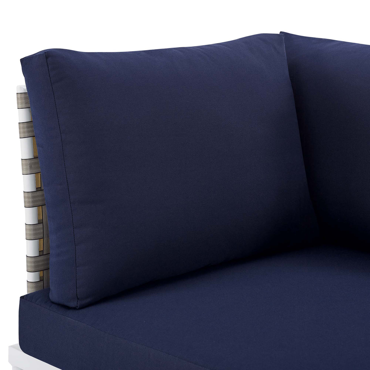 Harmonize Sunbrella® Basket Weave Alfresco Corner Chair | Outdoor Modular Sectional Component, Tan & Navy