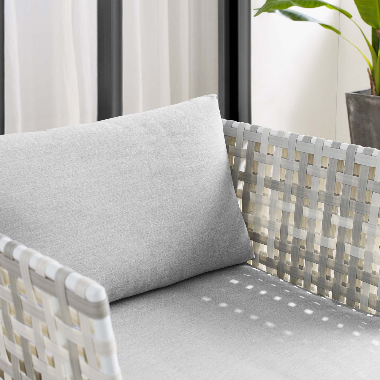 Harmonize Sunbrella® Basket Weave Alfresco Armchair, Taupe & Gray