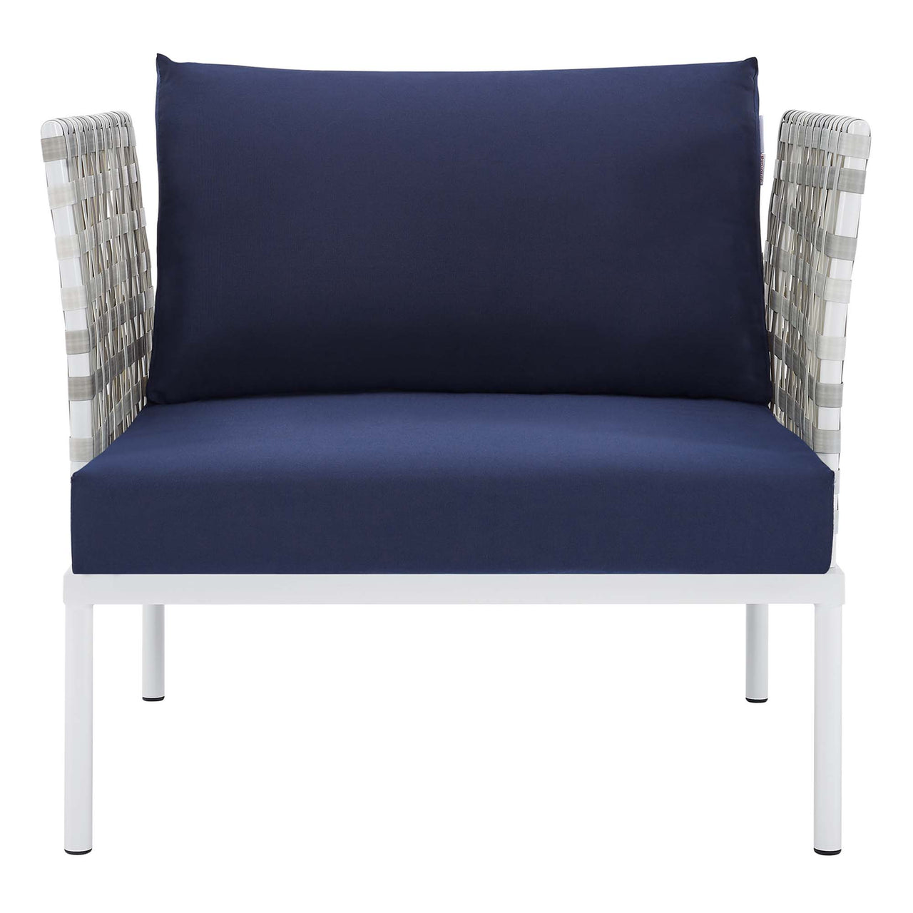 Harmonize Sunbrella® Basket Weave Alfresco Armchair, Taupe & Navy