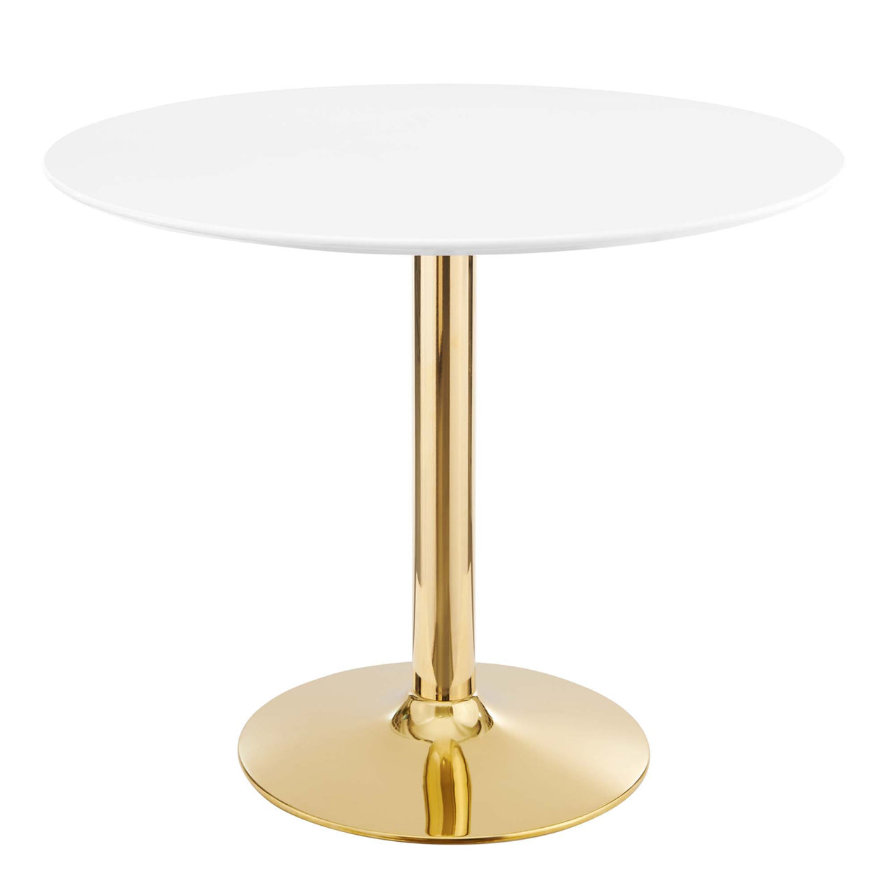 Kavrin Round Dining Table, Small, Gold & White