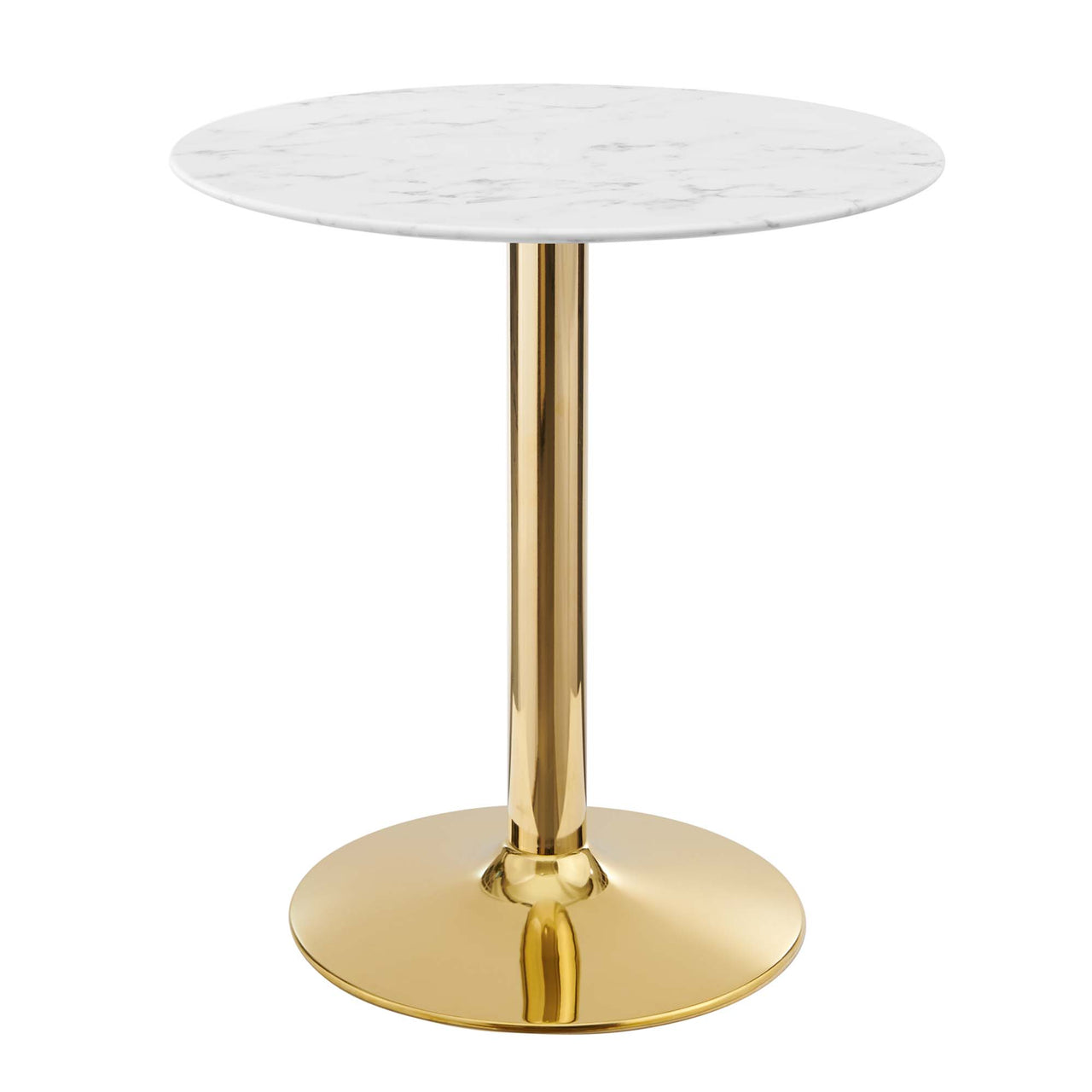 Kavrin Round Faux Marble Dining Table, Extra Small, Gold & White