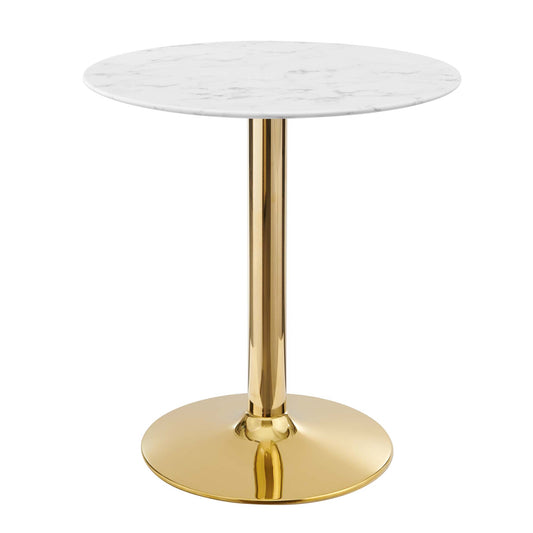 Kavrin Round Faux Marble Dining Table, Extra Small, Gold & White
