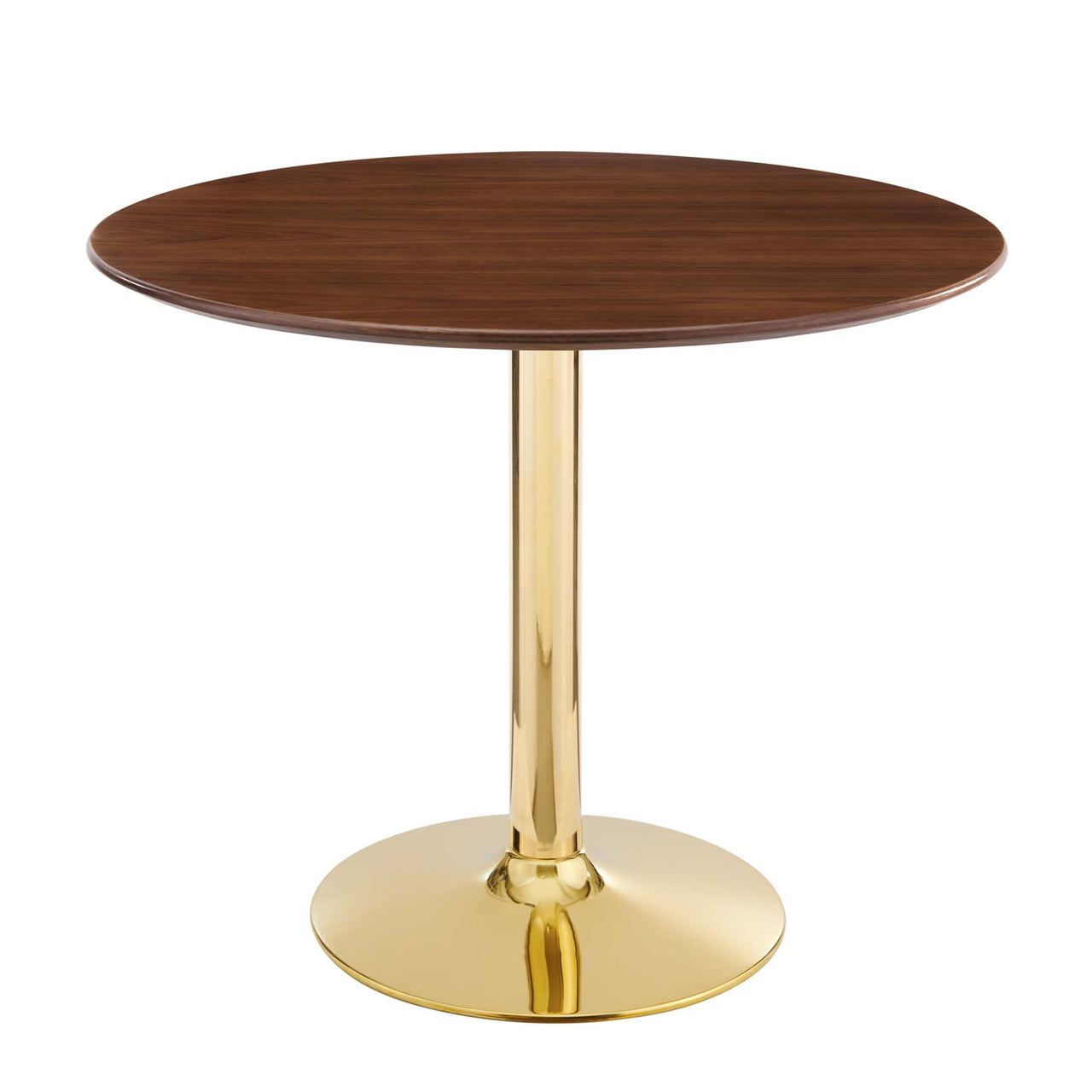 Kavrin Round Dining Table, Small, Gold & Walnut