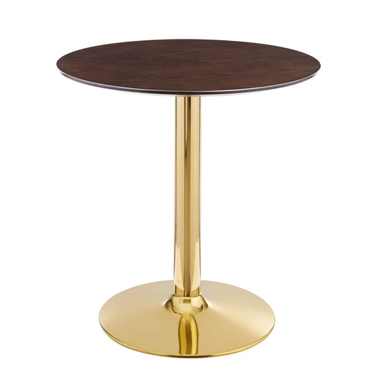 Kavrin Round Dining Table, Extra Small, Gold & Cherry Walnut