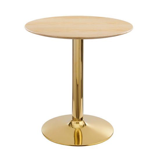 Kavrin Round Dining Table, Extra Small, Gold & Natural Wood