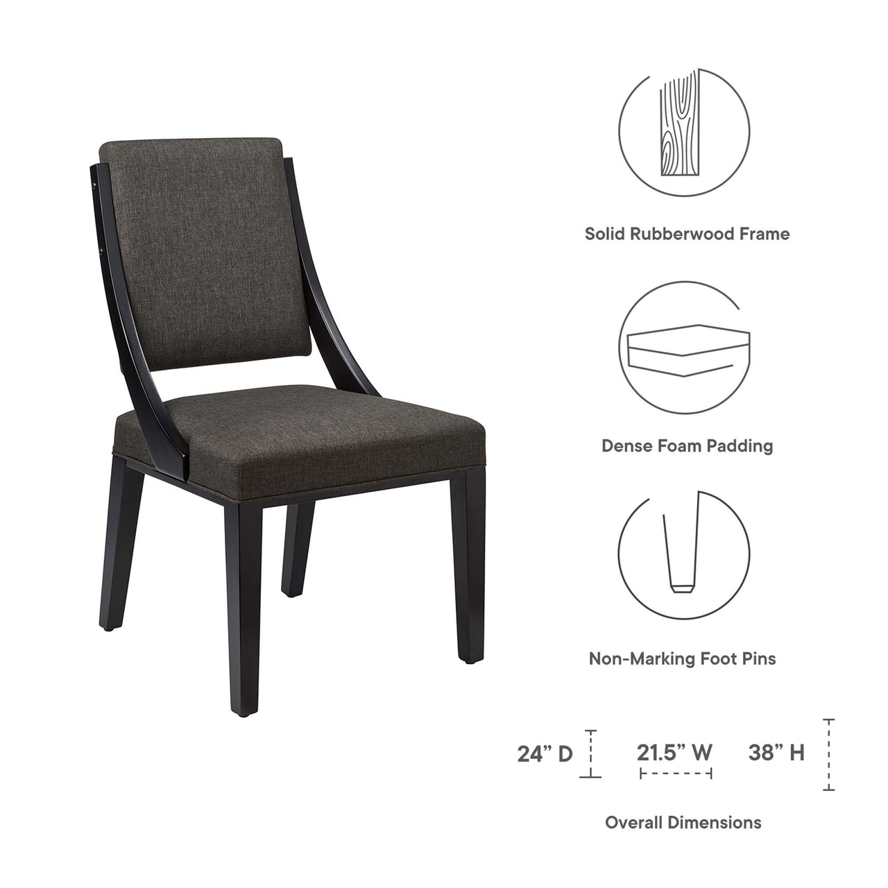 Tramelle Fabric Dining Chair Set of 2, Gray