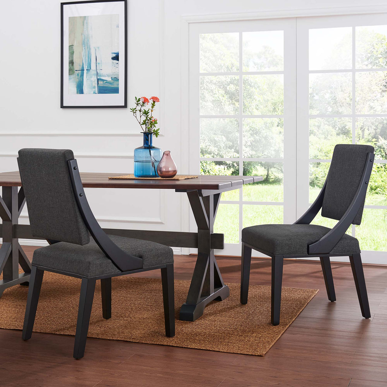 Tramelle Fabric Dining Chair Set of 2, Gray