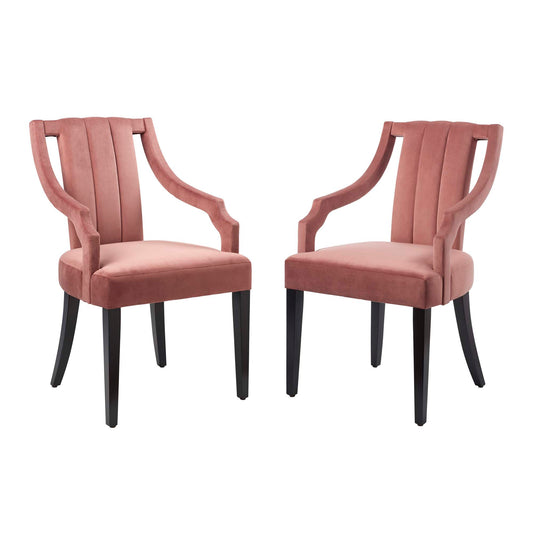 Strength Velvet Dining Chair Set of 2, Dusty Rose