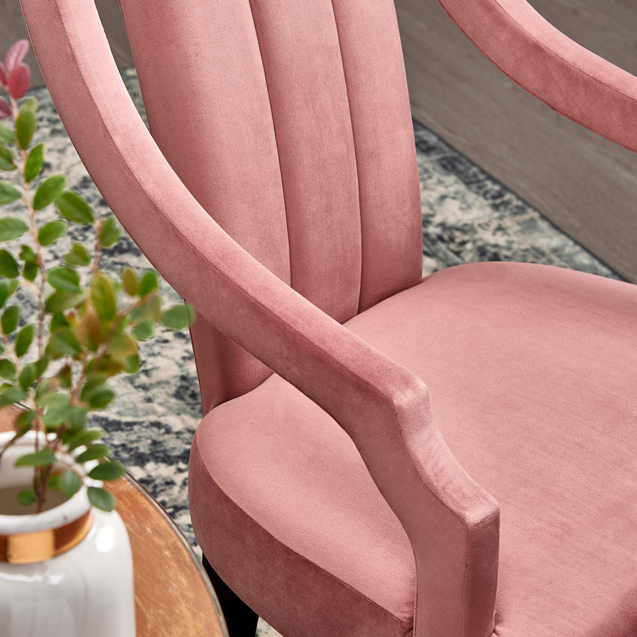 Strength Velvet Dining Chair Set of 2, Dusty Rose