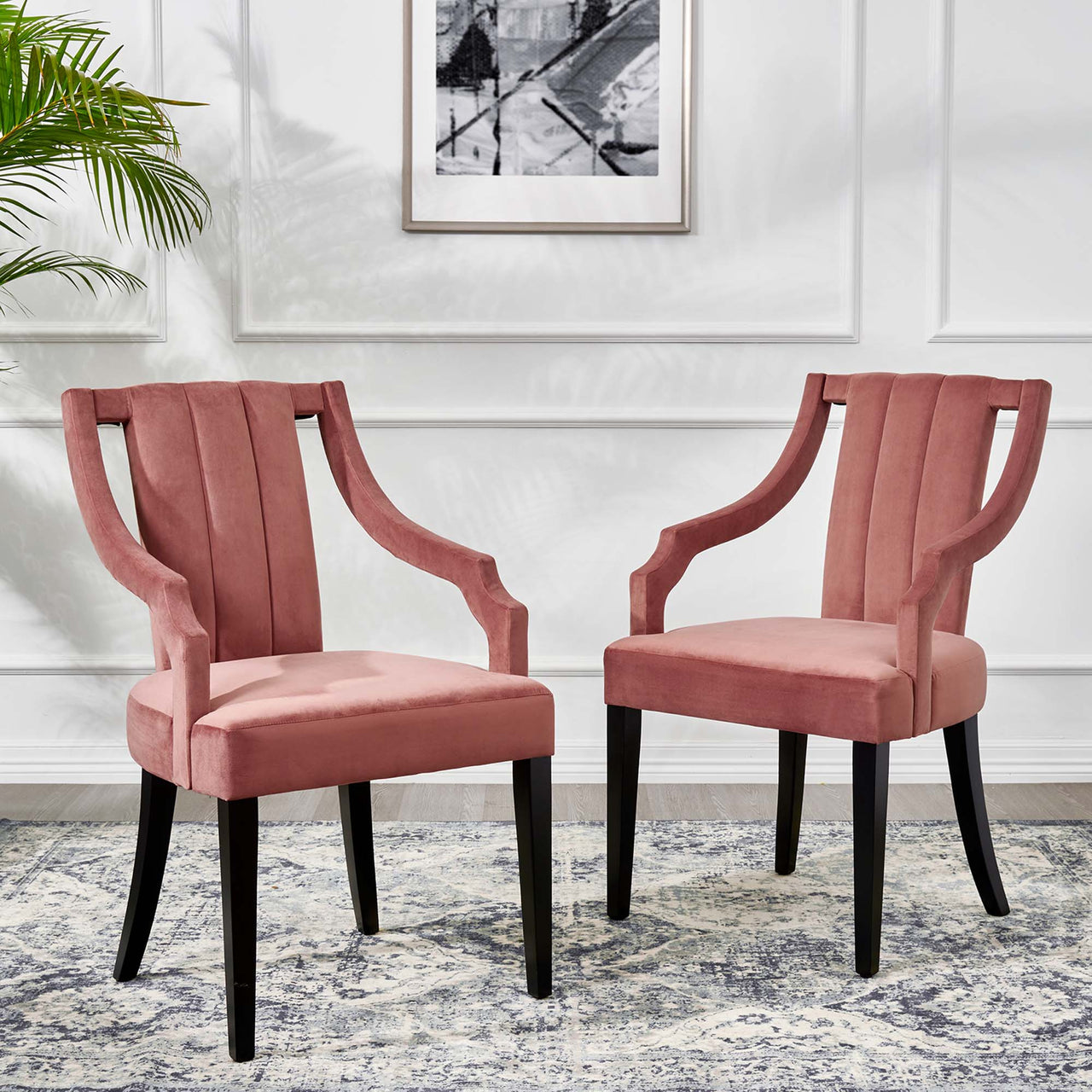 Strength Velvet Dining Chair Set of 2, Dusty Rose