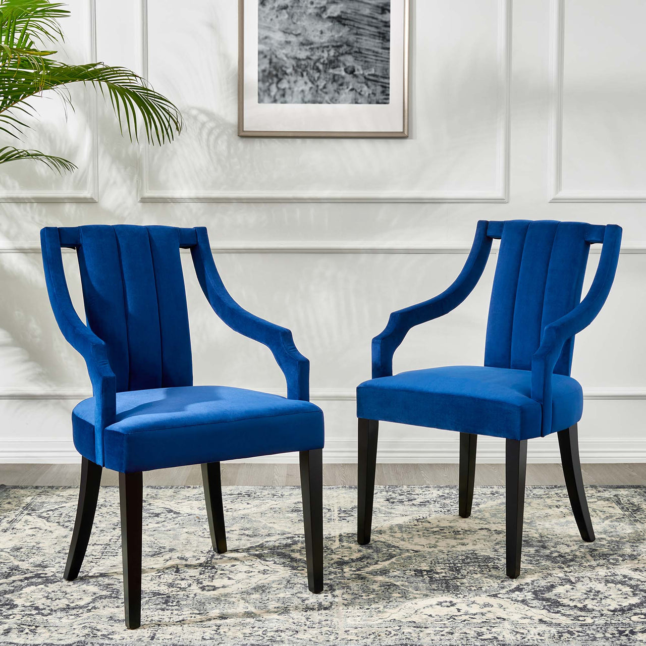 Strength Velvet Dining Chair Set of 2, Navy