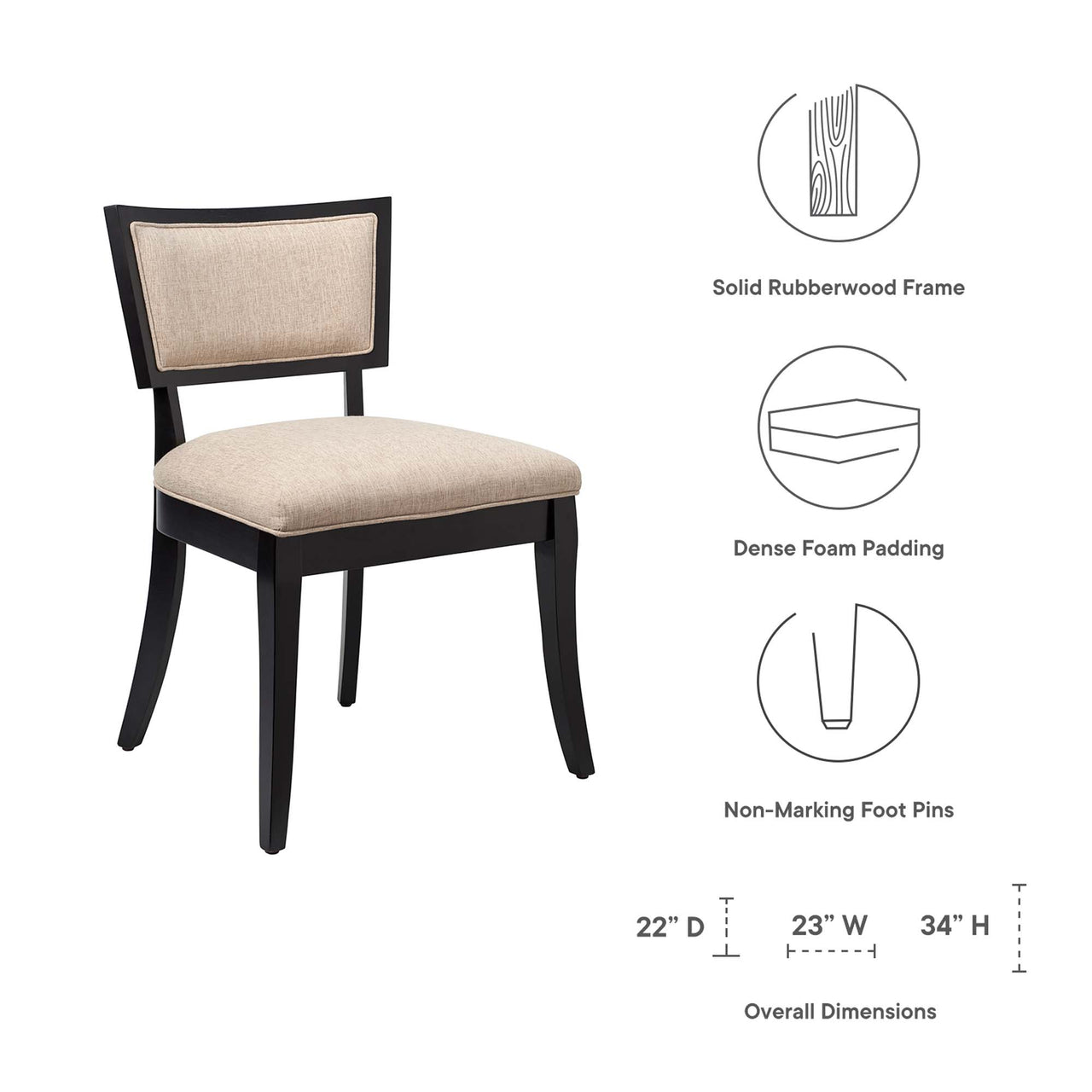 Juliandra Fabric Dining Chair Set of 2, Beige