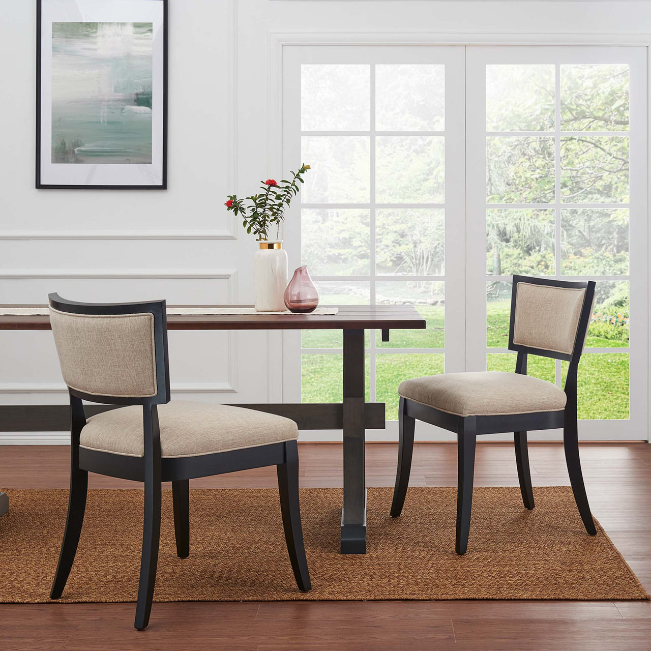 Juliandra Fabric Dining Chair Set of 2, Beige