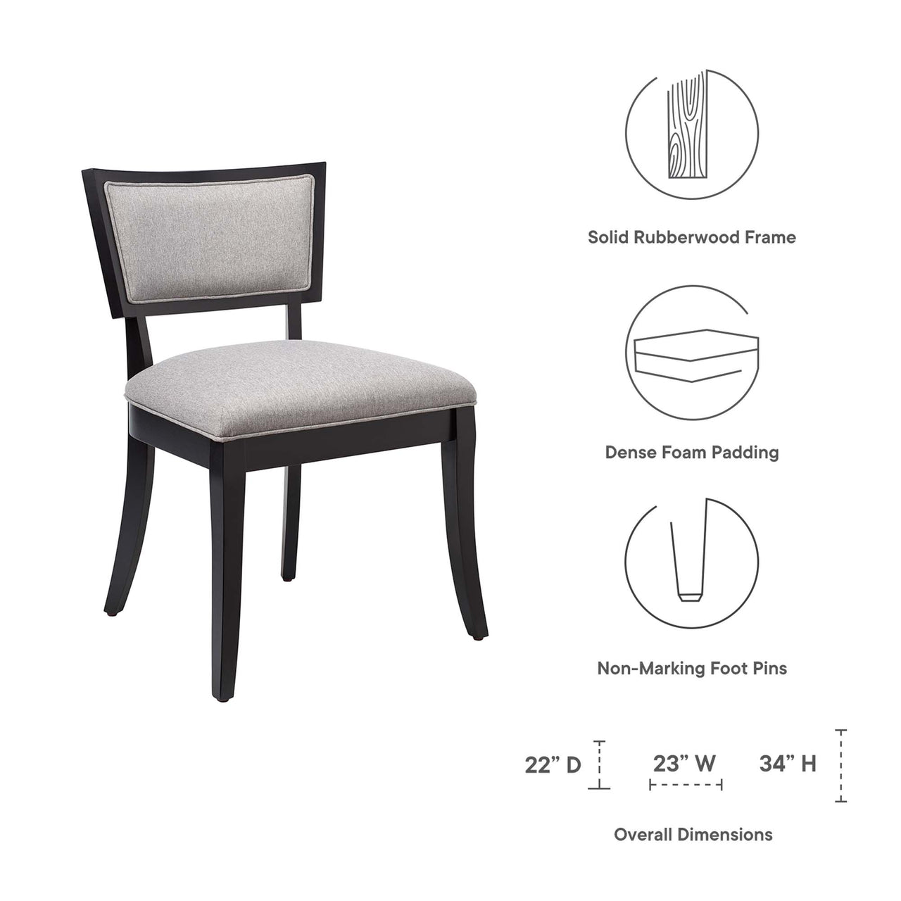 Juliandra Fabric Dining Chair Set of 2, Light Gray