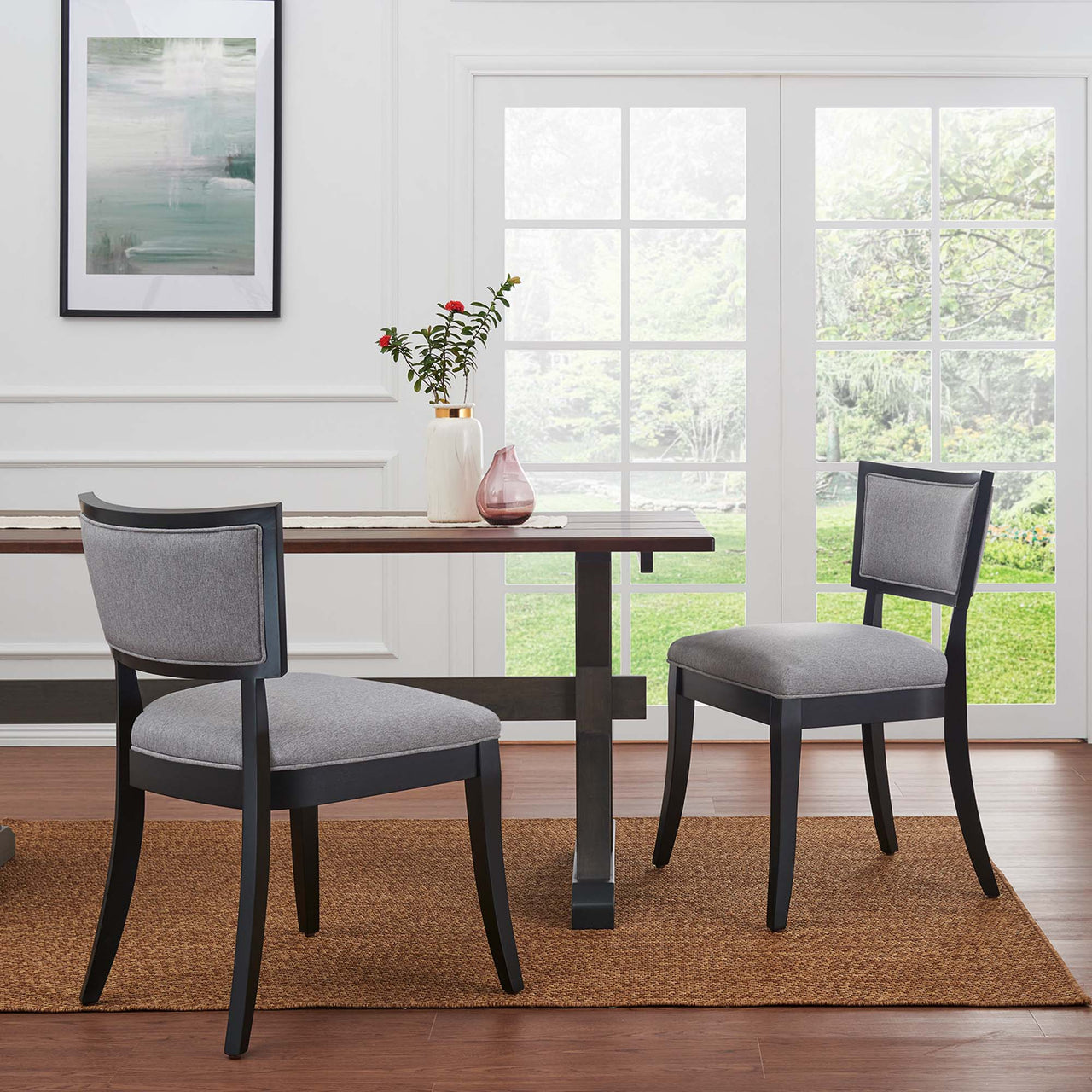 Juliandra Fabric Dining Chair Set of 2, Light Gray