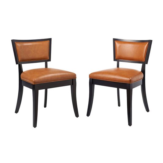 Juliandra Eco-Leather Dining Chair Set of 2, Tan