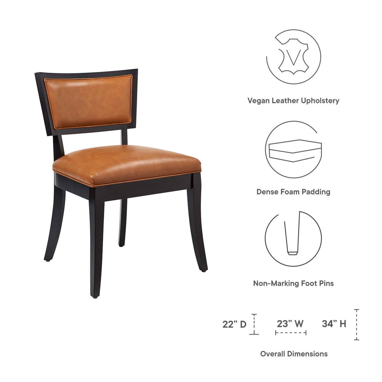 Juliandra Eco-Leather Dining Chair Set of 2, Tan