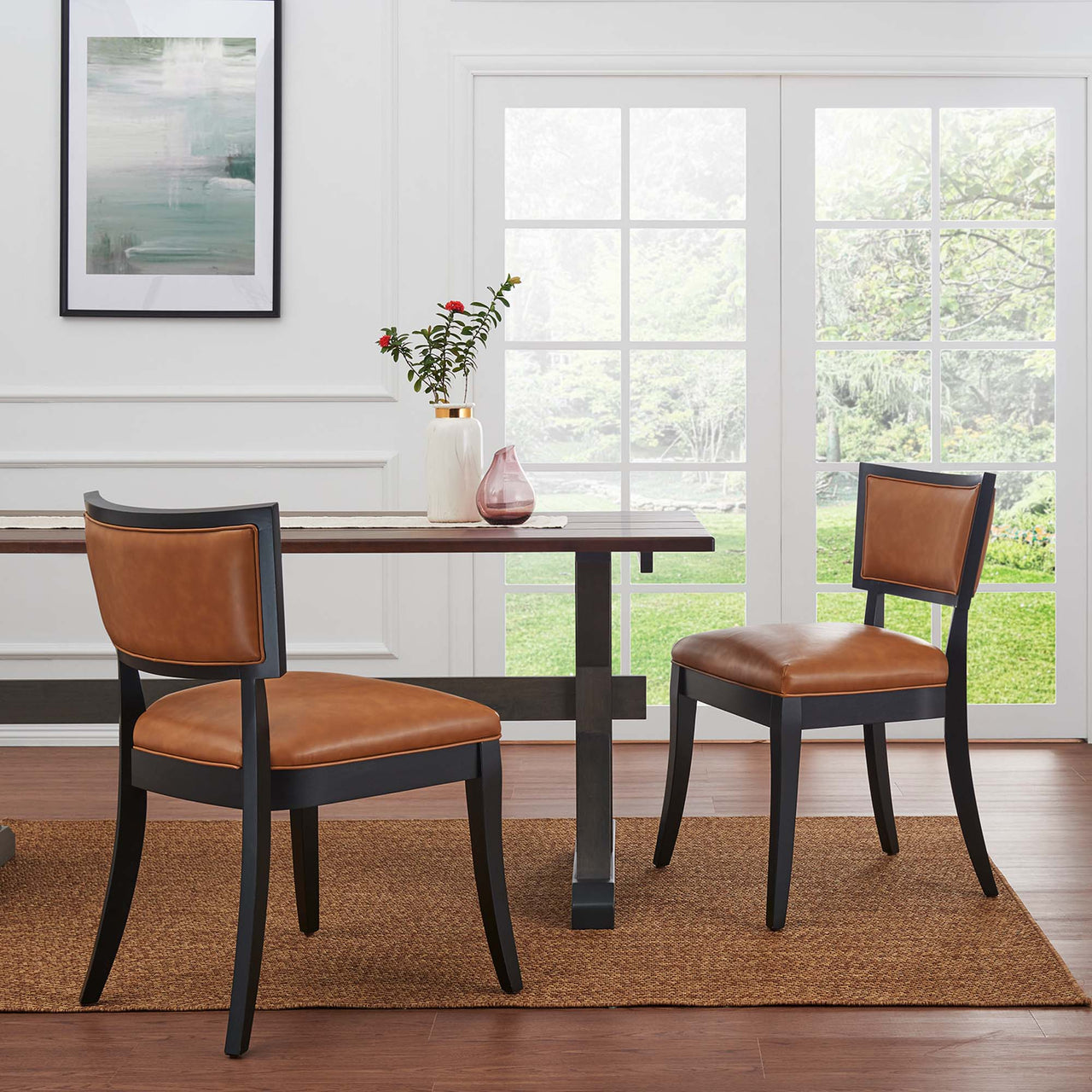 Juliandra Eco-Leather Dining Chair Set of 2, Tan