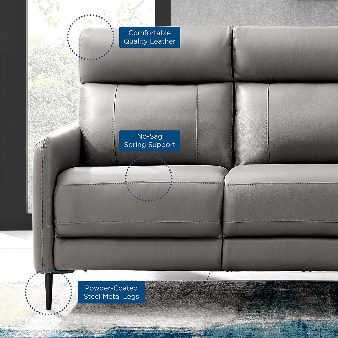 Brevane Leather Sofa, Gray