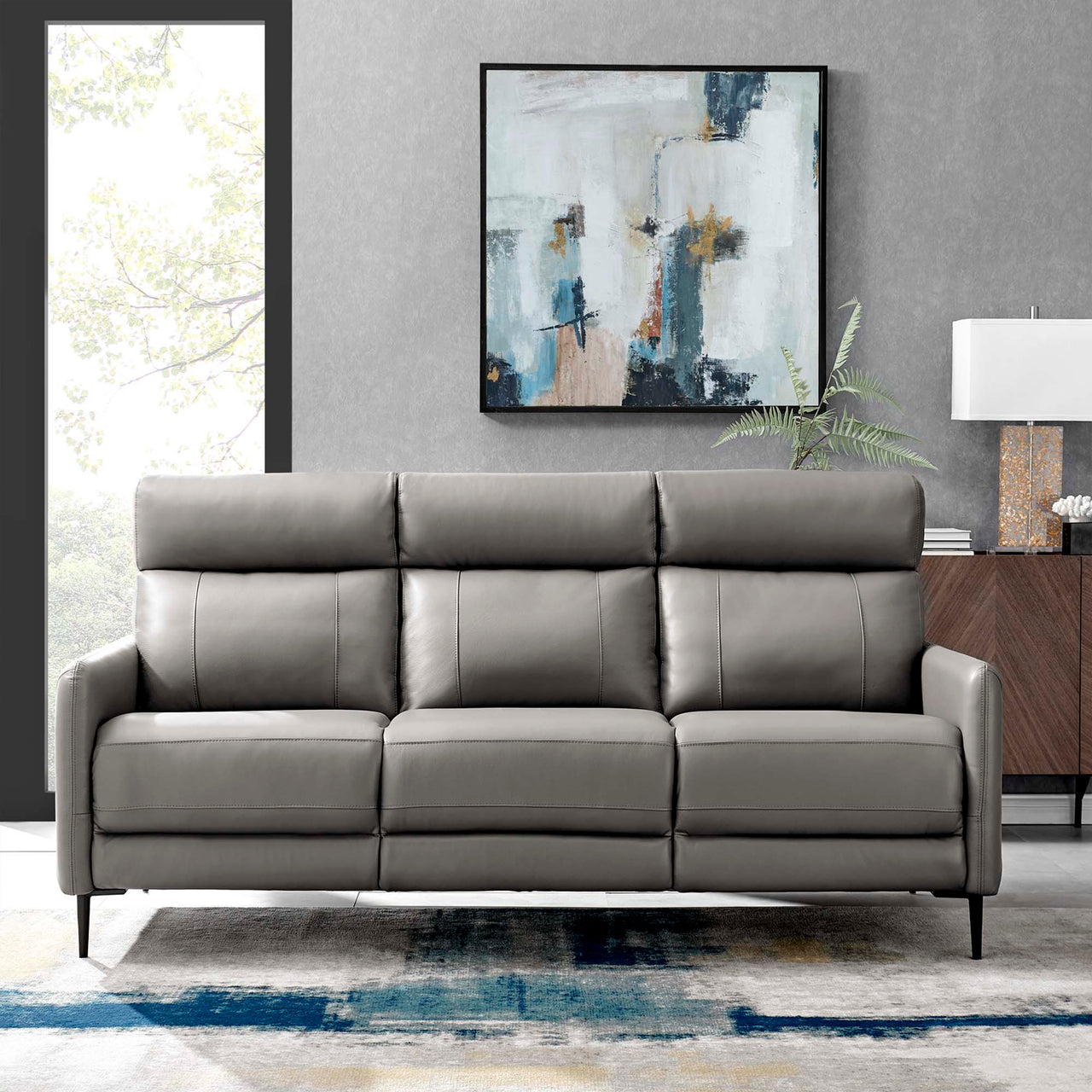 Brevane Leather Sofa, Gray
