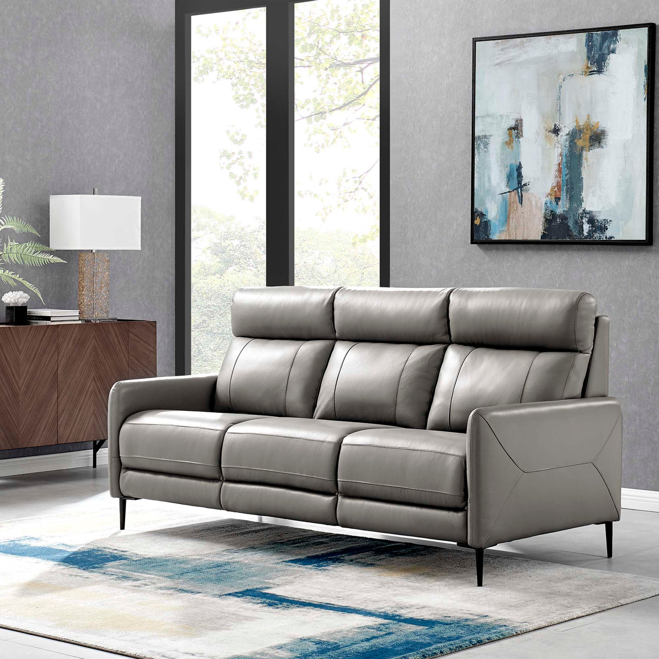 Brevane Leather Sofa, Gray