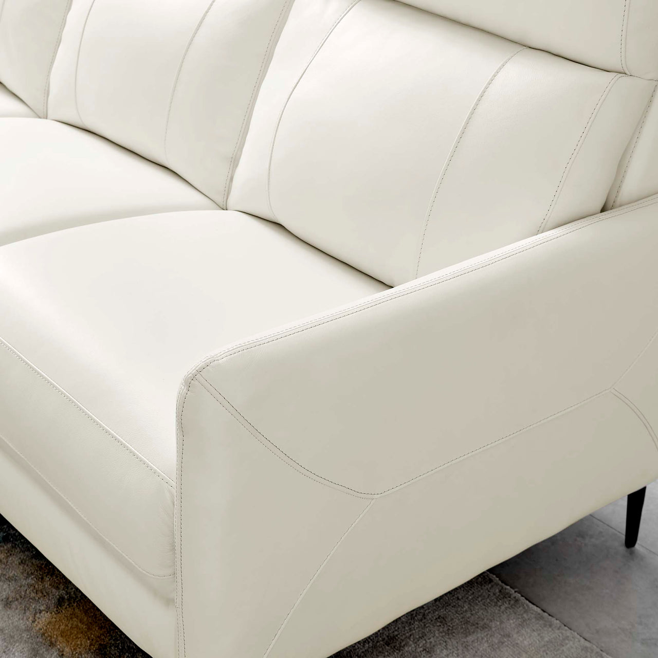 Brevane Leather Sofa, White