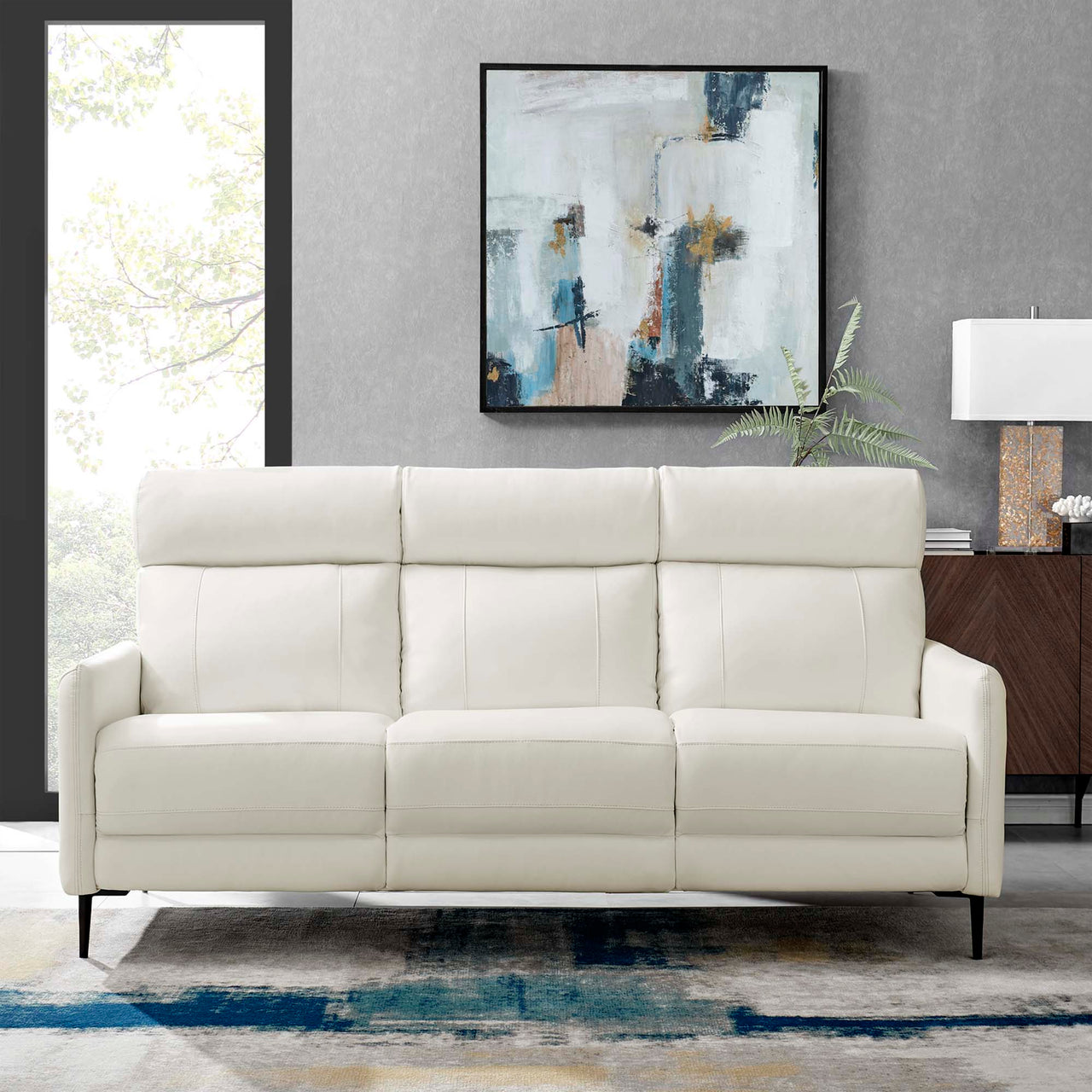 Brevane Leather Sofa, White
