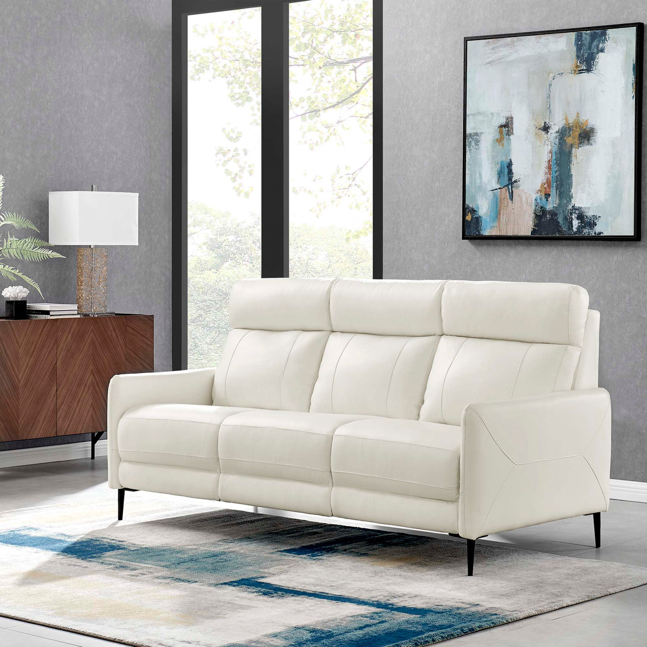 Brevane Leather Sofa, White