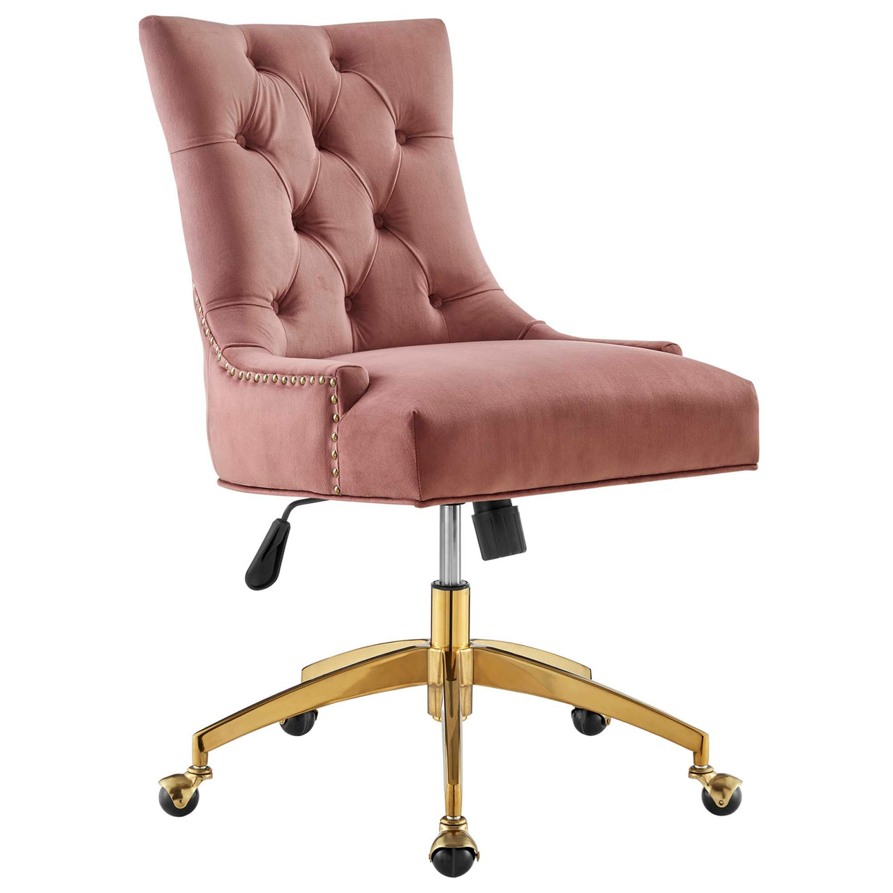 Cavell Velvet Office Chair, Gold & Dusty Rose