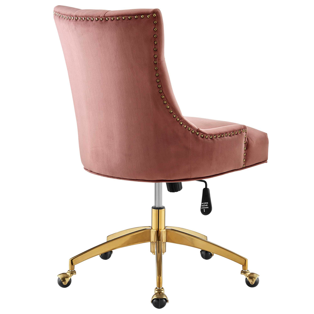 Cavell Velvet Office Chair, Gold & Dusty Rose