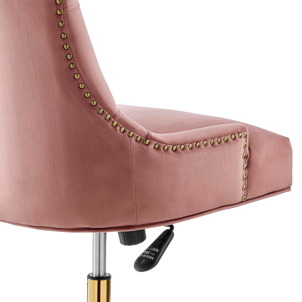 Cavell Velvet Office Chair, Gold & Dusty Rose