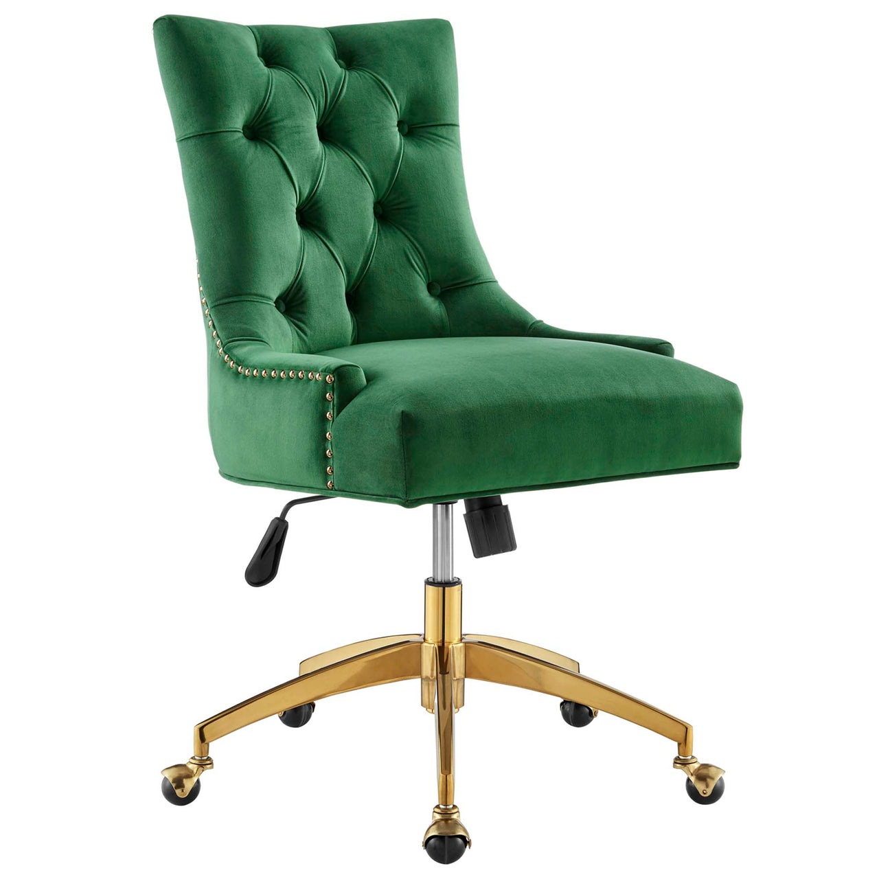 Cavell Velvet Office Chair, Gold & Emerald