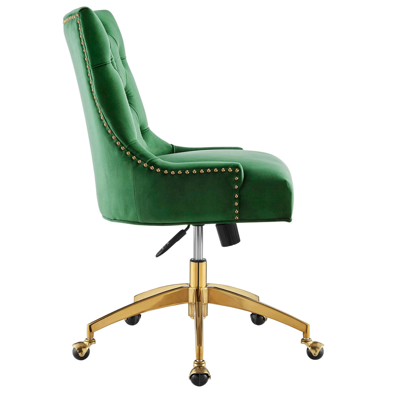 Cavell Velvet Office Chair, Gold & Emerald