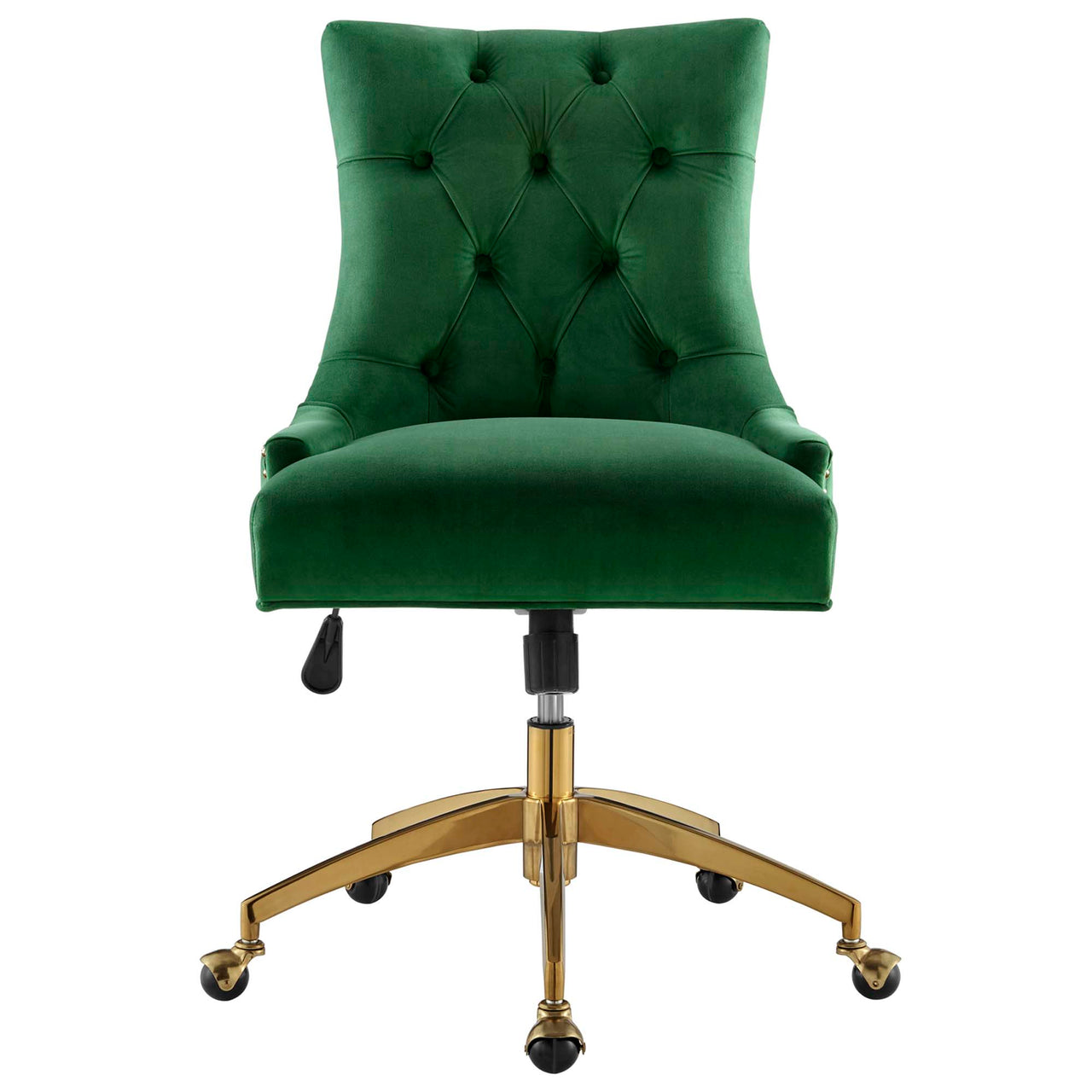 Cavell Velvet Office Chair, Gold & Emerald